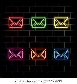 Email envelope icon vector illustration. neon template. many colors.