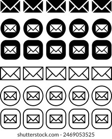 Email envelope icon vector illustration. Email icon set.