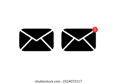 Icono de sobre de correo electrónico Vector o ilustración con insignia de notificación para comunicación digital, conjunto de iconos de correo electrónico. Conjunto de icono de correo electrónico, sobre, diseño de icono de correo electrónico de Vector