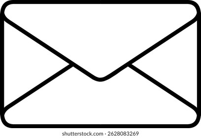 Email envelope icon. Vector illustration of a black email envelope icon. A simple, modern mail symbol representing a message or email, displayed on a transparent background