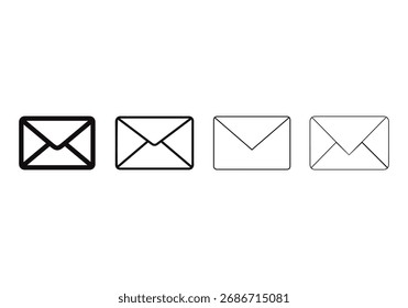 Ilustração de conjunto de vetor de ícone de envelope de email sobre fundo branco