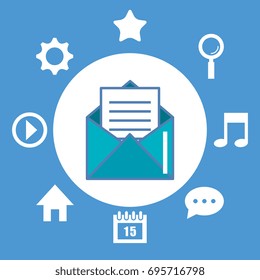 email envelope and icons multimedia digital