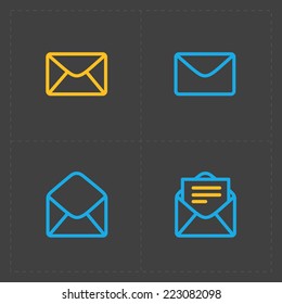 Email and envelope icons on Dark