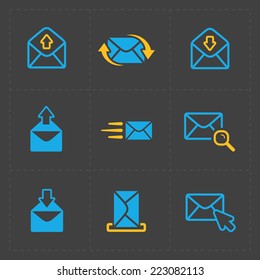 Email and envelope icons on Dark