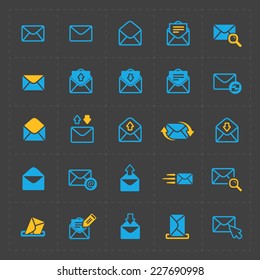 Email and envelope icons on Dark