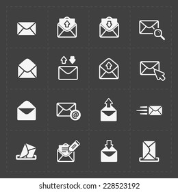 Email and envelope icons on Dark background