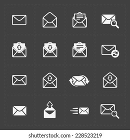 Email and envelope icons on Dark background