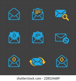 Email and envelope icons on Dark background