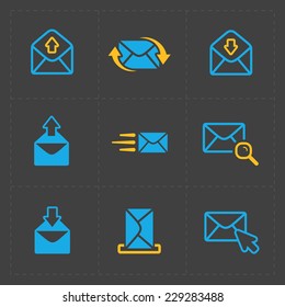 Email and envelope icons on Dark
