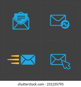 Email and envelope icons on Dark