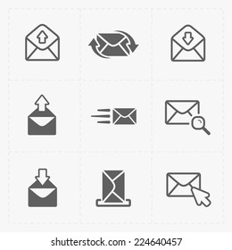 Email and envelope icons on White Background.