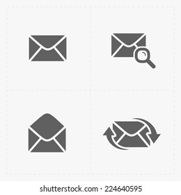 Email and envelope icons on White Background.