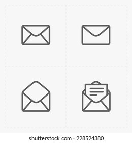 Email and envelope icons on White Background.