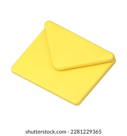 Email envelope internet communication message online chatting notification 3d icon realistic vector illustration. Mail paper letter sms postal correspondence isometric closed newsletter yellow badge
