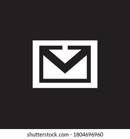 E-mail envelope letter M logo icon design template.