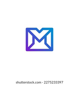 E-mail envelope letter M logo icon design template	