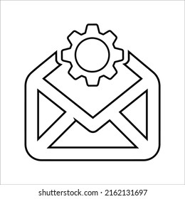 Correo electrónico, sobre, carta, mensaje, icono de configuración. vector de contorno.
