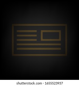 E-mail, envelope, letter sign. Icon as grid of small orange light bulb in darkness. Illustration.