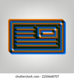 E-mail, envelope, letter sign. Stroked Icon in orange, azure and old lavender Colors at gray Background. Illustration.