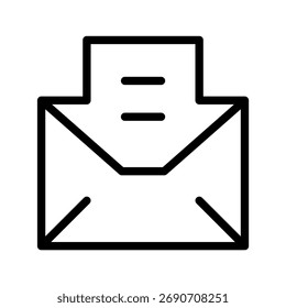 Email Envelope Line Icon  Minimal Message and Communication Symbol for Mail, Contact, and Notification Concepts