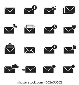 Email envelope line icon set. Message vector illustration.