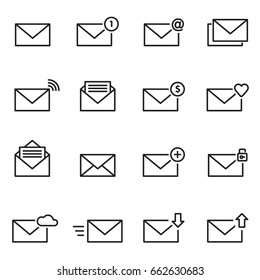 Email envelope line icon set. Message vector illustration.