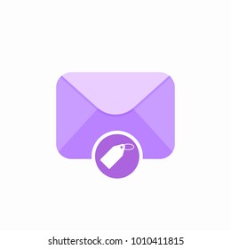 Email envelope mail mark tag icon. Vector Flat illustration