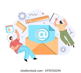 Email envelope marketing chatting support internet online communication letter concept. Vector flat modern style graphic design cartoon illustration