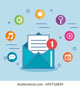 e-mail envelope marketing message and icons