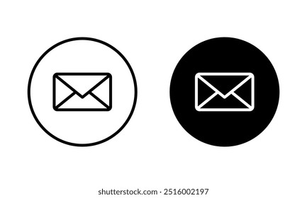 Email, envelope, message icon on black circle. Mail concept