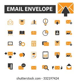email, envelope, message, mail icon & sign concept vector set for infographics, website