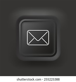 Email Envelope on Black  Bevel Square Buttons