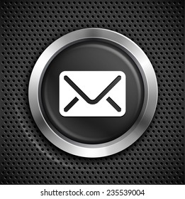 Email Envelope on Black Round Button