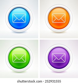 Email Envelope on  Color Round Buttons