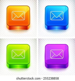Email Envelope on Color Square Buttons
