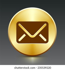 Email Envelope on Gold Round Button