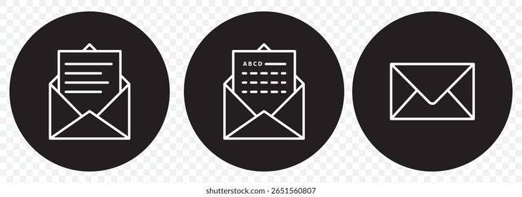 Email envelope outline vector icon on transparent background, Email envelope outline icon on Transparent Background. EPS 10.