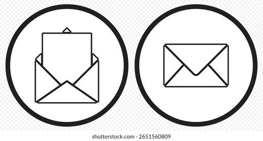 Email envelope outline vector icon on transparent background, Email envelope outline icon on Transparent Background. EPS 10.
