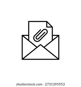 Sobre y papel del email con el icono del Clip, diseño moderno del contorno para Digital