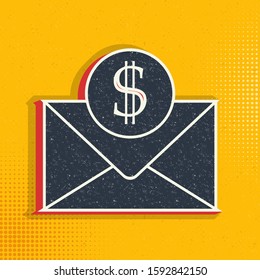 email, envelope pop art, retro icon. Vector illustration of pop art style