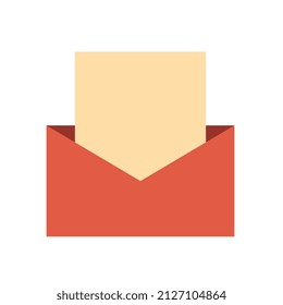 E-Mail-Briefumschlag, rot und Buchstaben, weißer Hintergrund, Vektorgrafik, gewerbliche Nutzung.