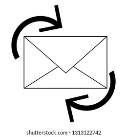 email envelope with send and receive arrows in black and white