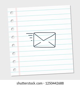 Email envelope sent with white and line paper note background template design. Finance and business concept logo icon. Vector illustration