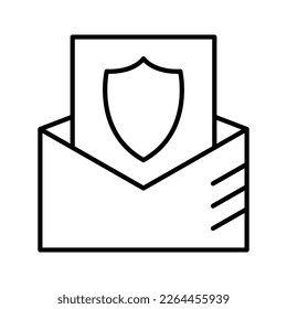 Sobre de correo electrónico con icono de escudo. Seguridad de la mensajería de correo electrónico. Seguridad por correo electrónico y datos seguros, protección contra el spam y el phishing.