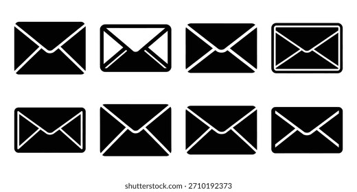email envelope silhouette icon set