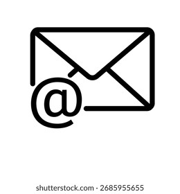 Sobre del email con el icono de la línea del símbolo del arte, la comunicación y el símbolo del contacto, estilo simple del contorno en el fondo blanco