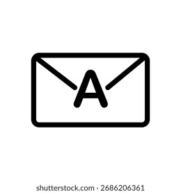 Sobre del email con el icono de la línea del símbolo del arte, la comunicación y el símbolo del contacto, estilo simple del contorno en el fondo blanco