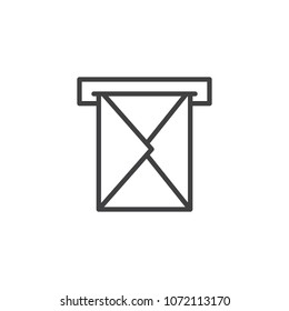 Email envelope through mail box outline icon. linear style sign for mobile concept and web design. Sending or receiving mail simple line vector icon. Symbol, logo illustration. Pixel perfect vector