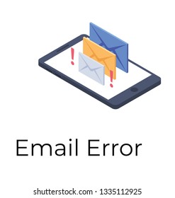 Email Error Icon In Isometric Design.