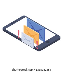 Email error icon in isometric design.